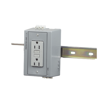 Caja Utilitaria Para Montaje En Riel Din Con Contacto Duplex De 15 A 125 V / Nema 5-15r / Gris.