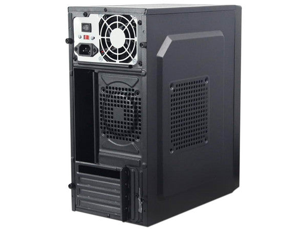 Gabinete Quaroni Frente Abs, Negro Con Franja Tipo Fibra De Carbono, Micro Atx / Mini Itx, Fuente De Poder Incluida De 500w