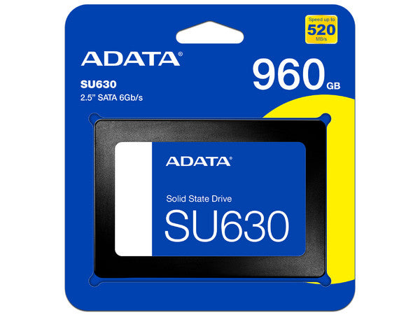 Unidad De Estado Solido Ssd Interno Adata Su630 960gb 2.5 Sata3 Lect. 520 Escrit. 450 Mbs 7mm Pc Laptop Minipc Sin Bracket 3dnand (asu630ss-960gq-r)