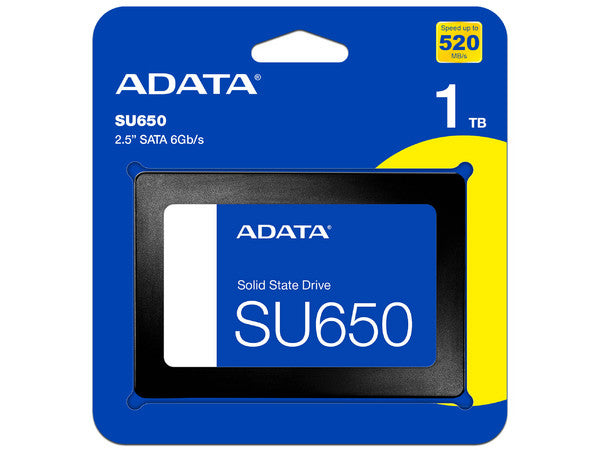 Unidad De Estado Solido Ssd Interno Adata Su650 1tb 2.5 Sata3 7mm Lect.520/escr.450mbs Nand 3d Sin Bracket Pc Laptop (asu650ss-1tt-r)