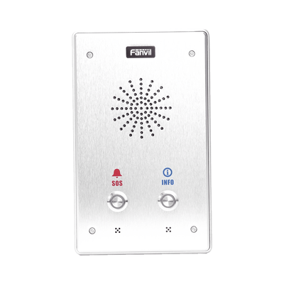 Intercomunicador Ip, 2 Líneas Sip, 2 Relevadores Con 2 Botónes Para Llamada, Anti-vandálico, Ip65 E Ik10, Poe