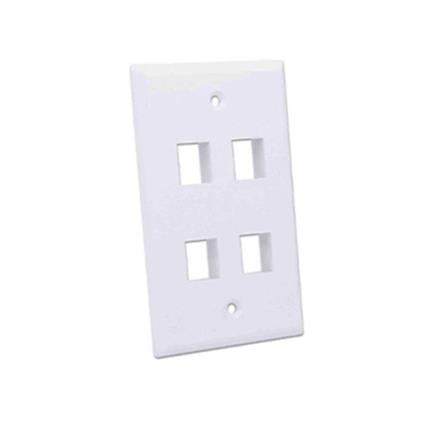 Tapa Faceplate, Intellinet,163316, 4 Perforacion Blanco