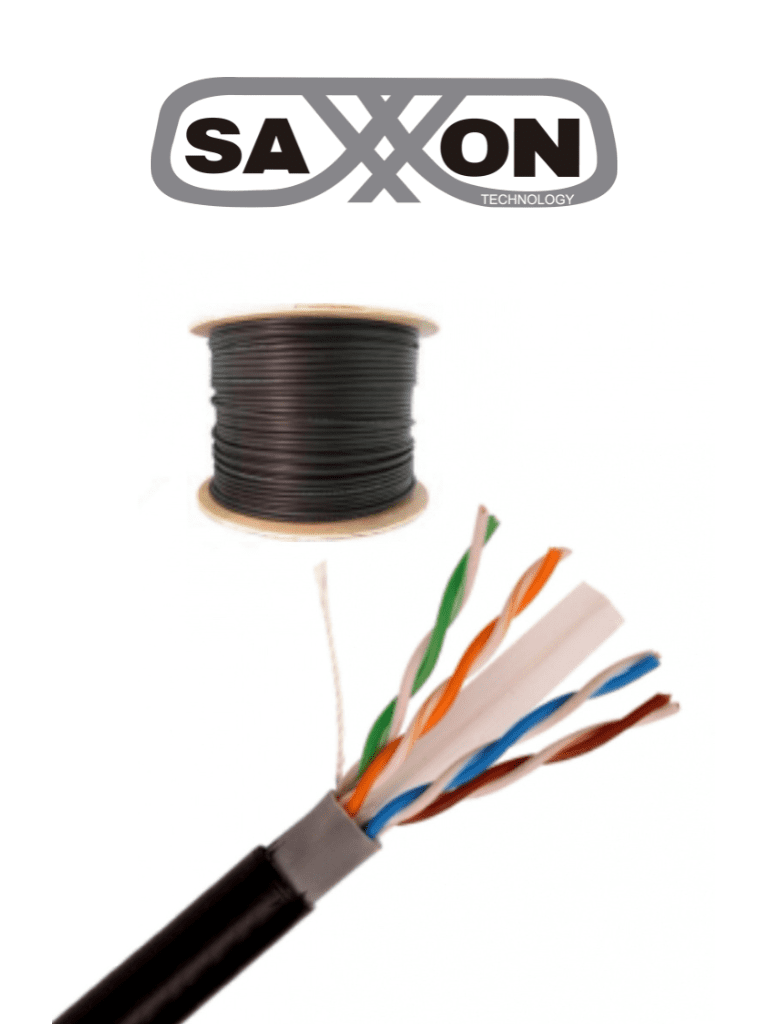 Cable Utp Saxxon Cca De 305m/ Categoria 6/ Exterior/ Doble Forro/ Color Negro