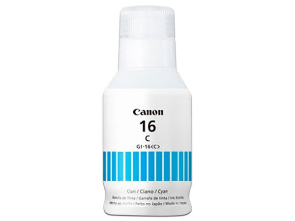 Botella De Tinta Canon Gi-16 Cyan,rendimiento 9,000 Paginas,compatible Maxify Gx7010,maxify Gx6010,maxify Gx5010
