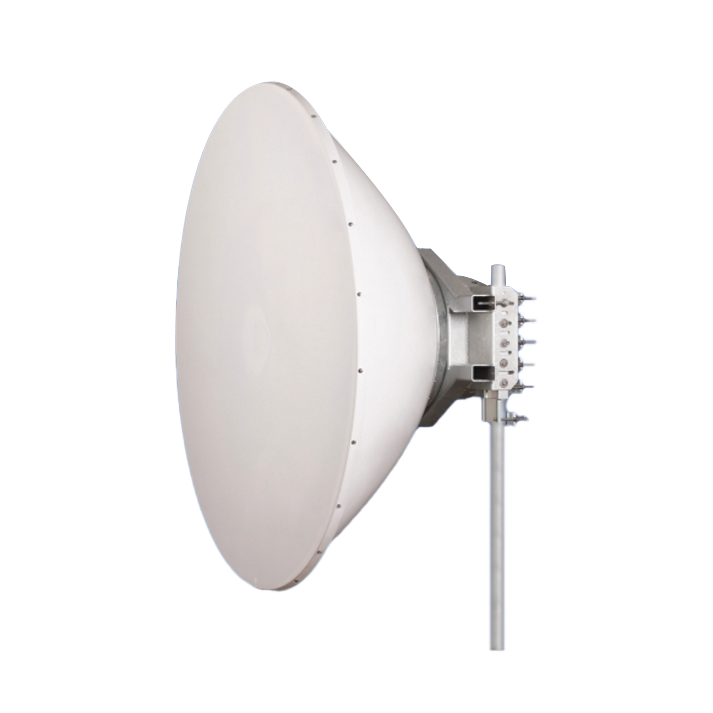 Antena direccional Alto Rendimiento / Parábola profunda para mayor aislamiento al ruido /6 ft / 4.9 a 6.4 GHz / / Ganancia de 38 dBi / Soporte de acero inoxidable / Polaridad en 90 ° y 45 ° / Incluye montaje.