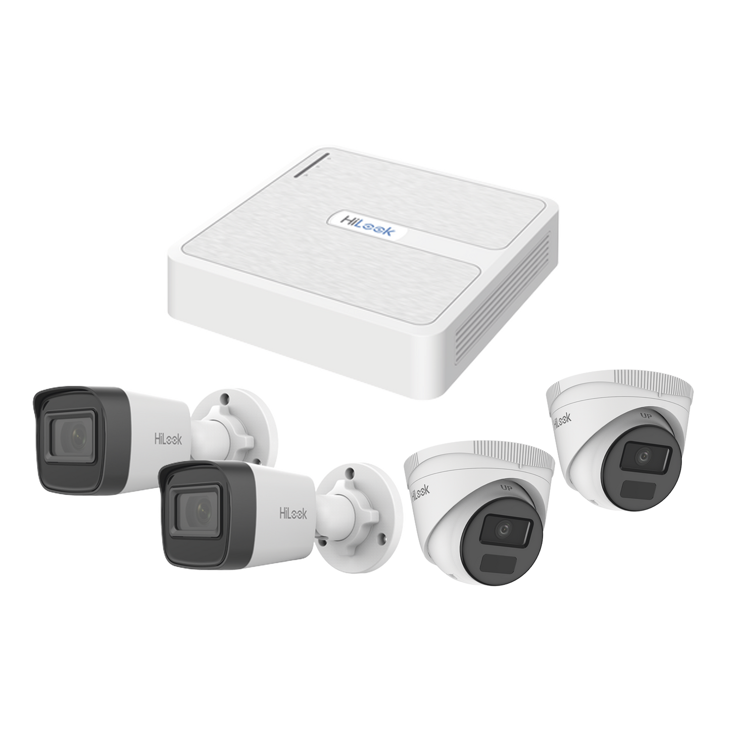 Kit IP 2 Megapixel / NVR de 4 Canales con 4 Puertos PoE / 2 Cámaras IP Bala para Exterior / 2 Cámaras IP Domo para ExterIOR