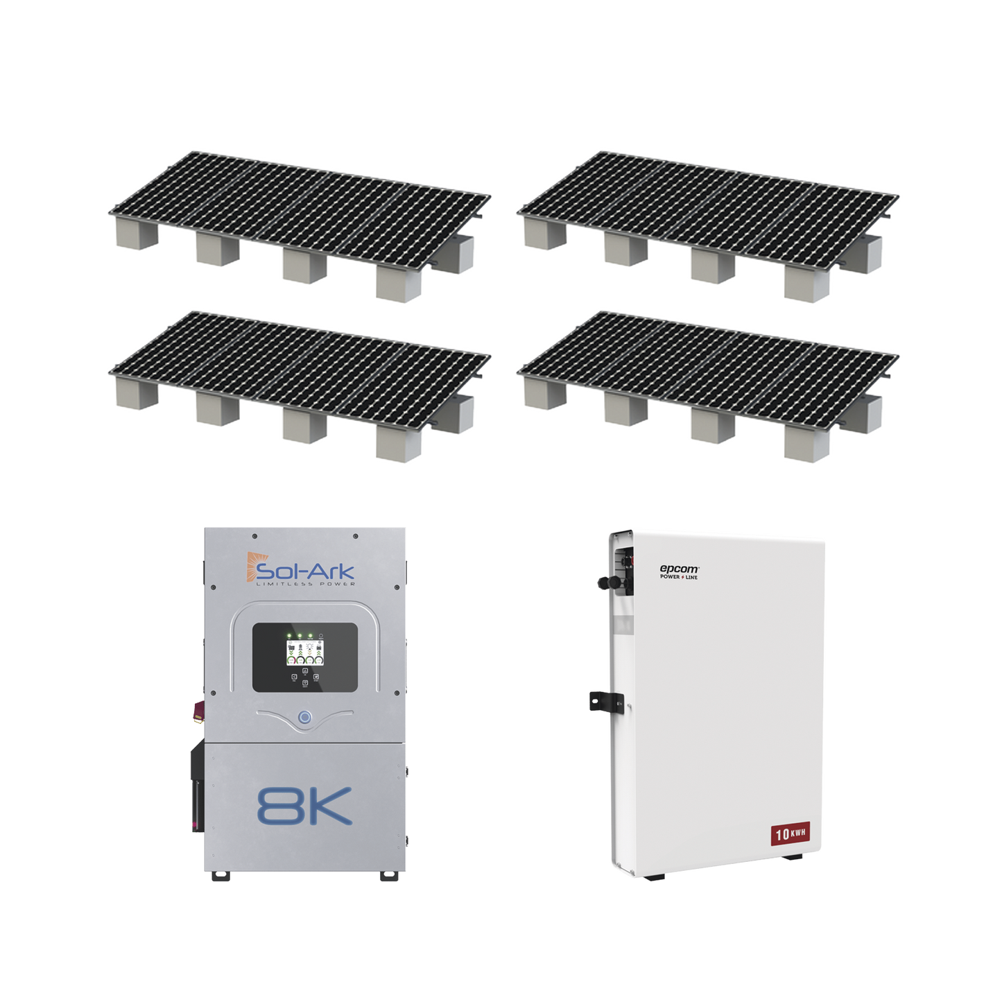 Kit Hibrido con Interconexión a la Red Eléctrica de CFE de 8 kW con Salida de 220 Vca y respaldo de 10 kWh en batería de LiFePO4