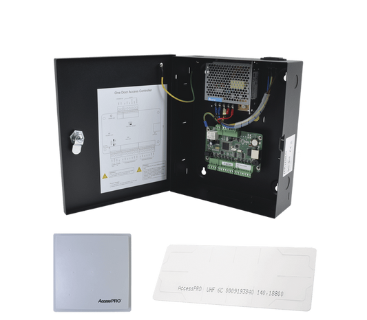 Kit para automatizar 1 ACCESO VEHICULAR con STICKERS en Parabrisas de vehiculos / Incluye Panel,  lector y 100 stickers / Software IVMS4200 incluido