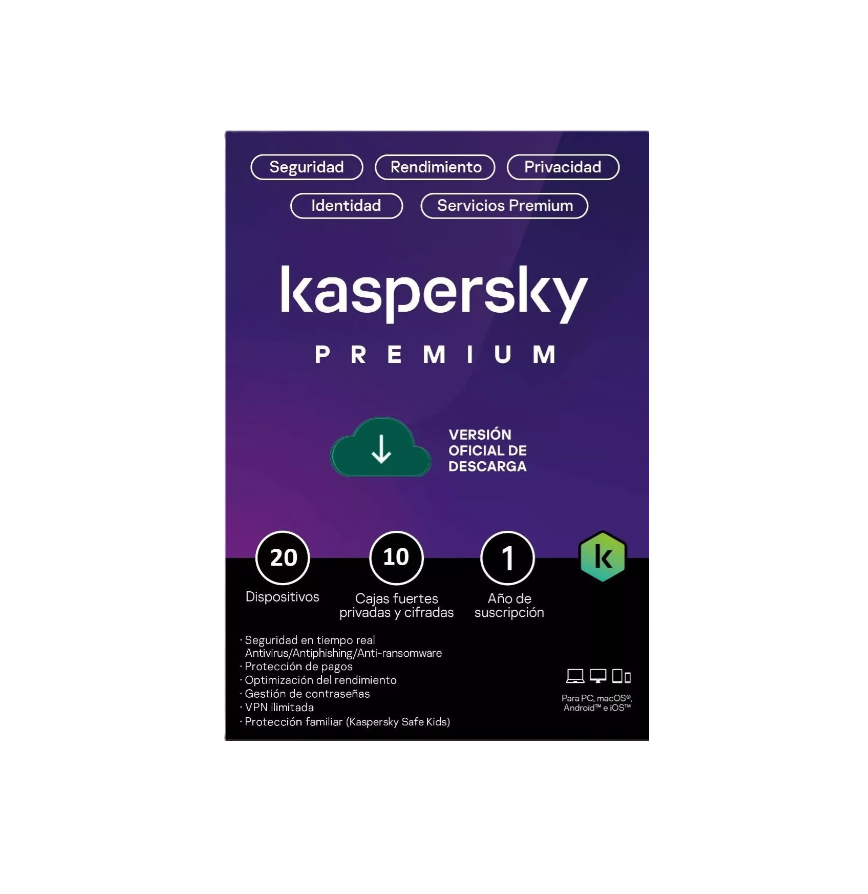 Esd Kaspersky Premium 20 Disp 10 Cuentas Kpm 1 AÑo