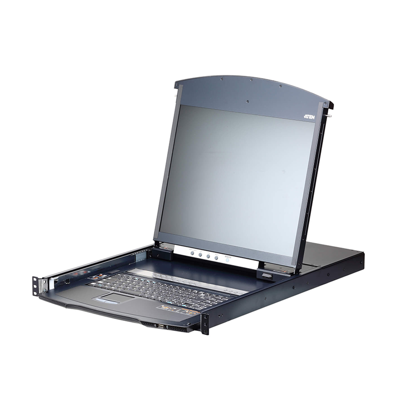 Consola LCD dual | rail con switch KVM por IP integrado multi-interfaz | Cat 5 de 16 puertos de 1 consola local y 1 consola remota