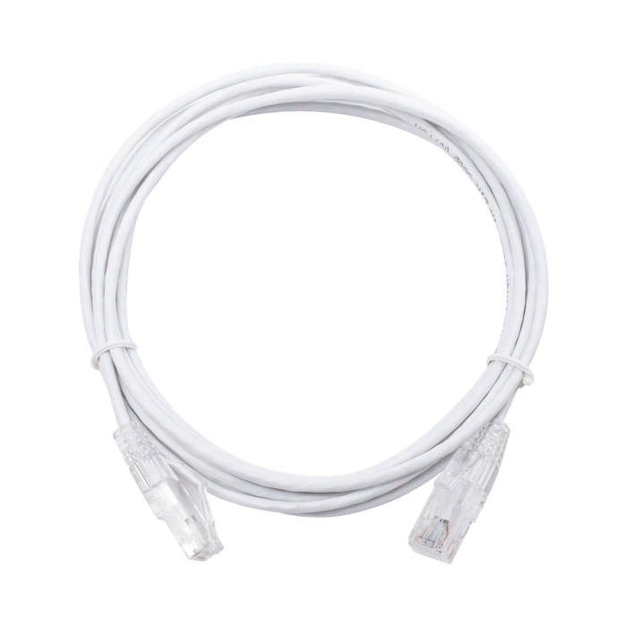 Cable de Parcheo Slim UTP Cat6 - 3 m Blanco Diámetro Reducido (28 AWG)