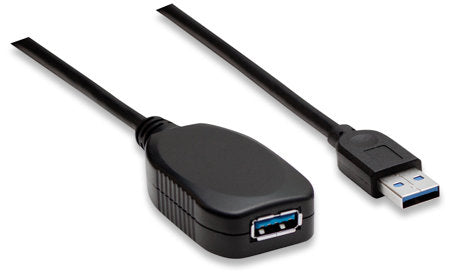Cable USB, manhattan,V3.0 Ext. Activa  5m Negro