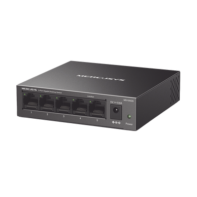 Switch No Administrable / Para Escritorio / Carcasa De Metal / 5 Puertos 10/100/1000 Mbps / Diseño Compacto / Plug And Play