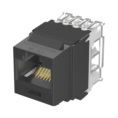 Conector Jack Estilo 110 (de Impacto), Tipo Keystone, Categoría 6a, De 8 Posiciones Y 8 Cables, Color Negro
