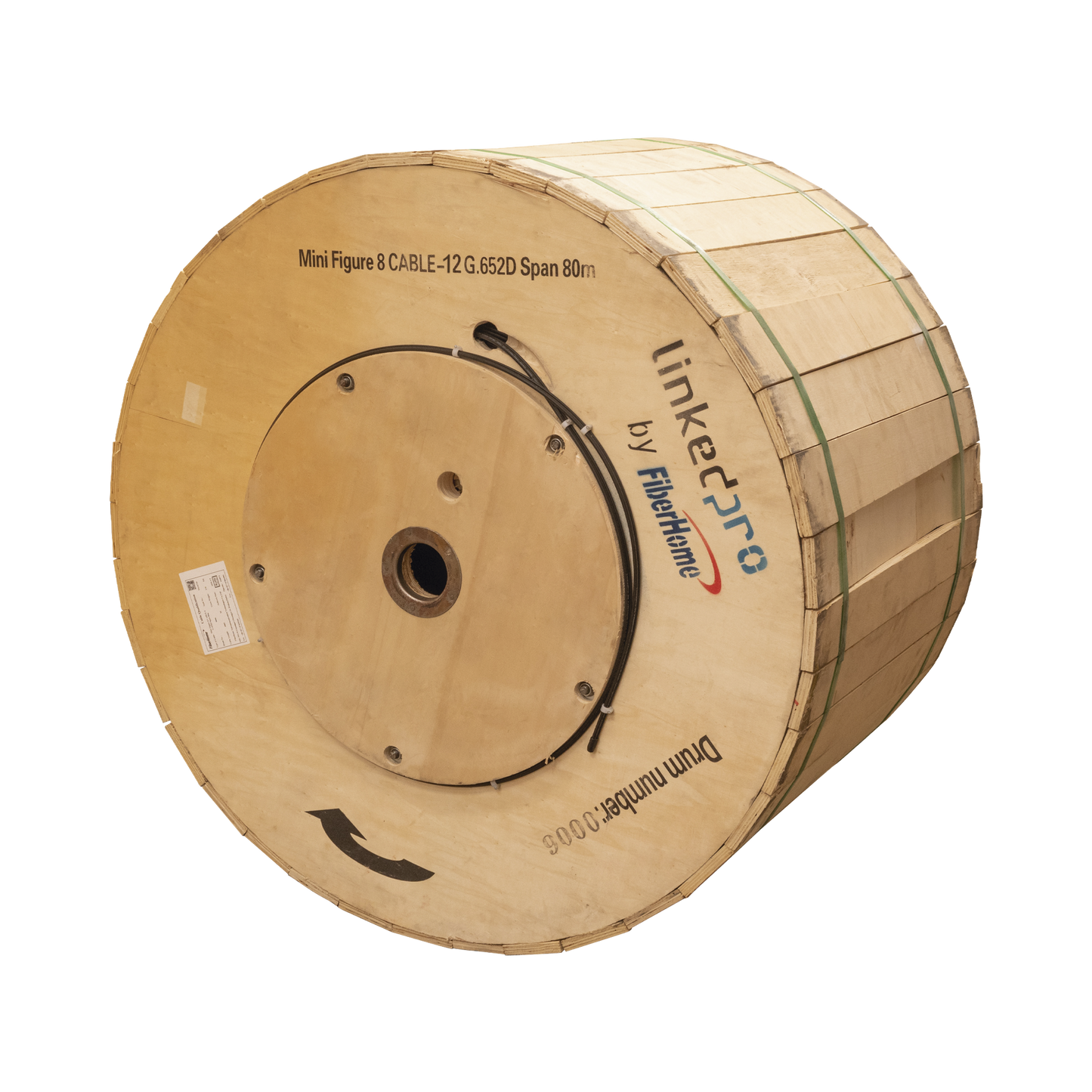 Carrete de 4 km de Fibra Óptica Aérea Mini Figura 8, G.652D, Monomodo de 12 Hilos, Exterior, Span 80, Loose Tube