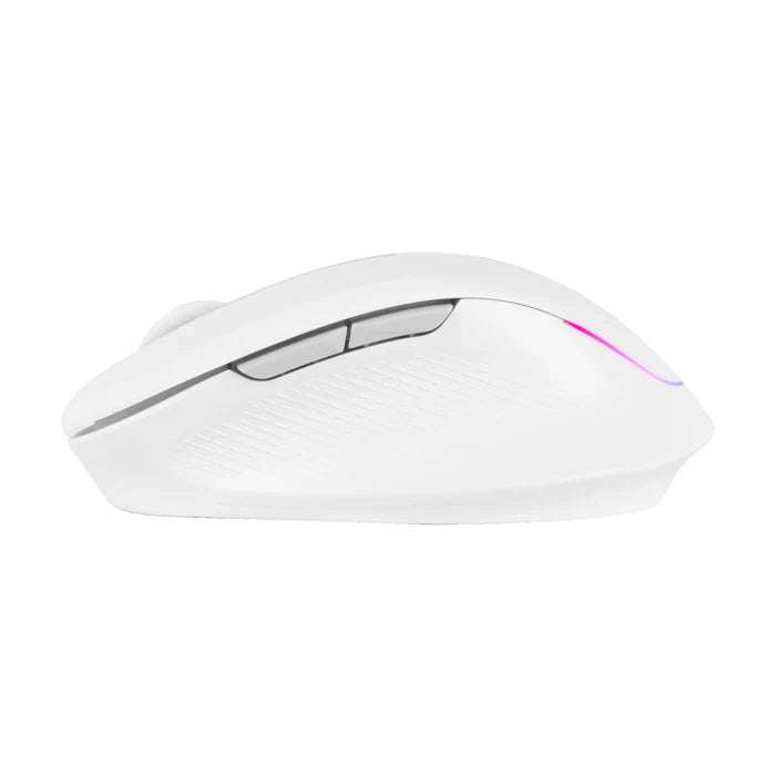 Mouse Inalambrico 1000 A 1600 Dpi Recargable Conector Usb Clic Silencioso Luz Rgb Ergonomico Perfect Choice Lumier Pro - Blanco