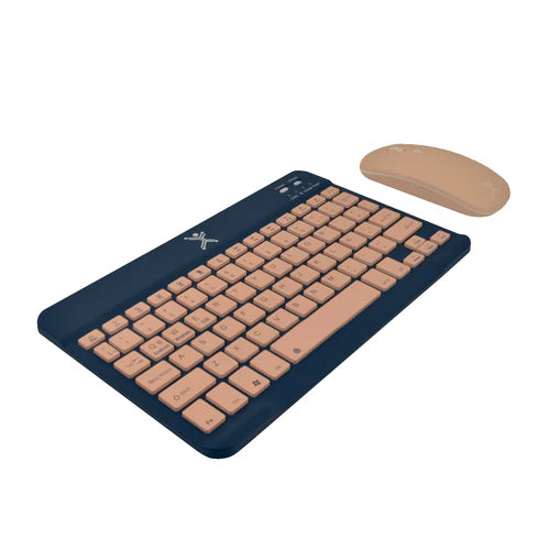Kit Teclado Y Mouse Inalambrico Bluetooth Recargable Ergonomico Compacto Perfect Choice Genova - Azul