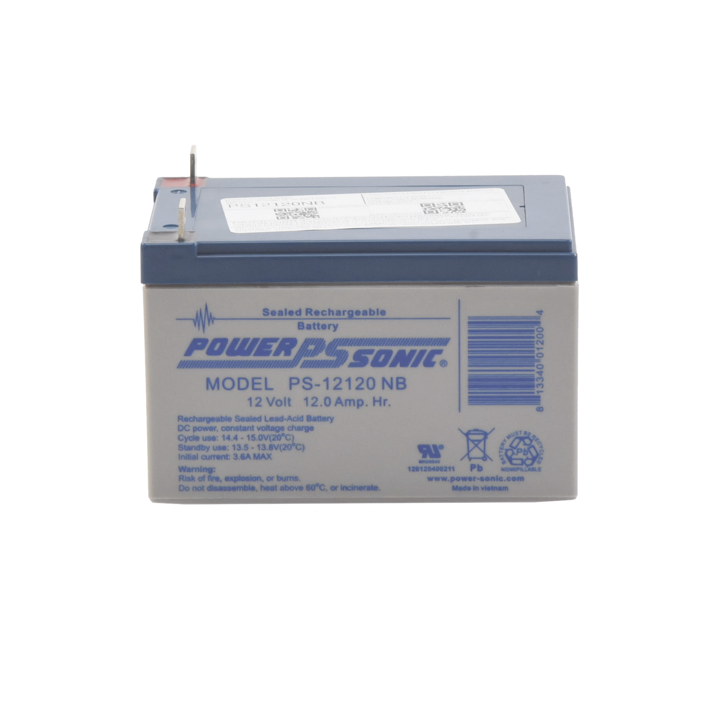 Batería 12V Recargable, 12AH, Para Respaldo, Tecnologías AGM/VRLA, 5 Años Vida Útil, Terminales tipo NB, Reconocida UL , Sin Mantenimiento, Sin Derrames