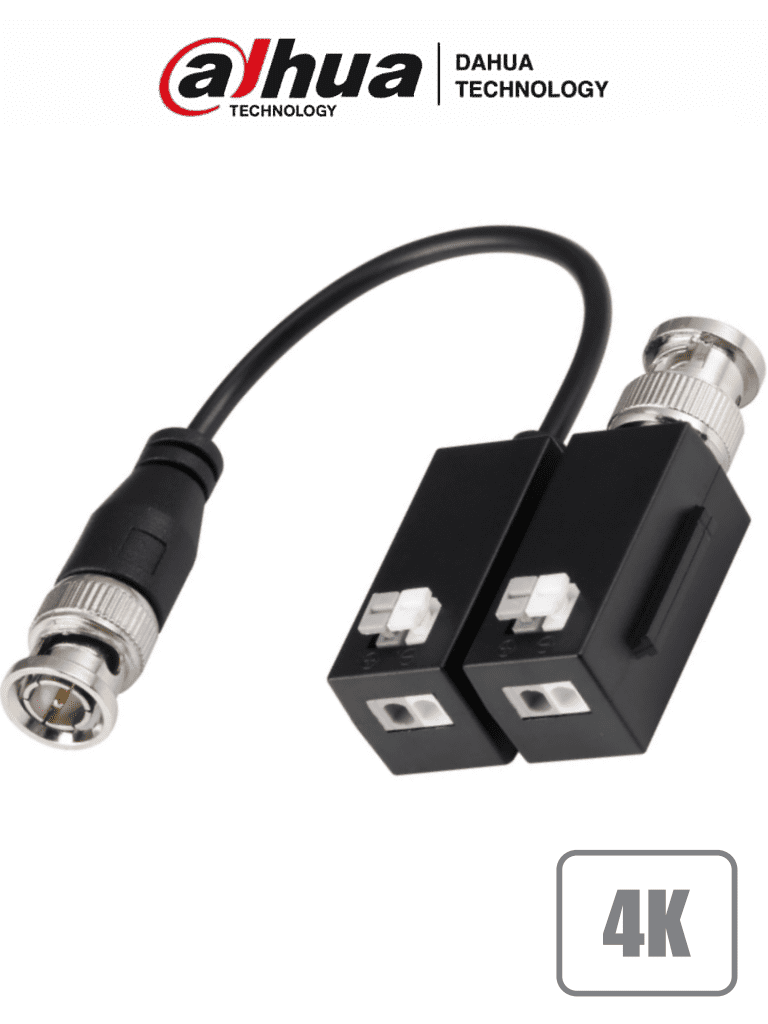 Par De Transceptores Dahua  Pasivos 4k/ Resolución De Hasta 8 Megapíxeles/ Distancia De Hasta 200 Metros En 4k/ Soporta: 720p/1080p/4mp/5mp/4k/ Y Formatos: Hdcvi/tvi/ahd/cvbs