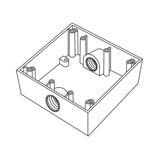 Caja Cuadra de 3/4" a Prueba de  Intemperie/ Cuenta con 2 salidas.