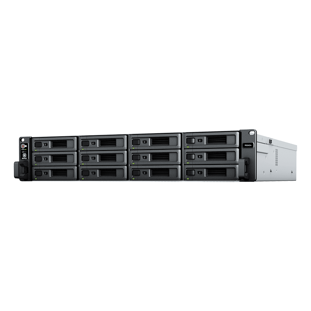 Nas Synology Rs2423rp+ / 12 Bahias/ Fuente Redundante/ Nucleo Cudruple 3.3ghz/8gb Ddr4/ Hasta 216 Tb/ Lan Gigabit X2/ Lan 10gbe X1/ Usb 3.2 X2/hotswap/ Amd Ryzen V1780b