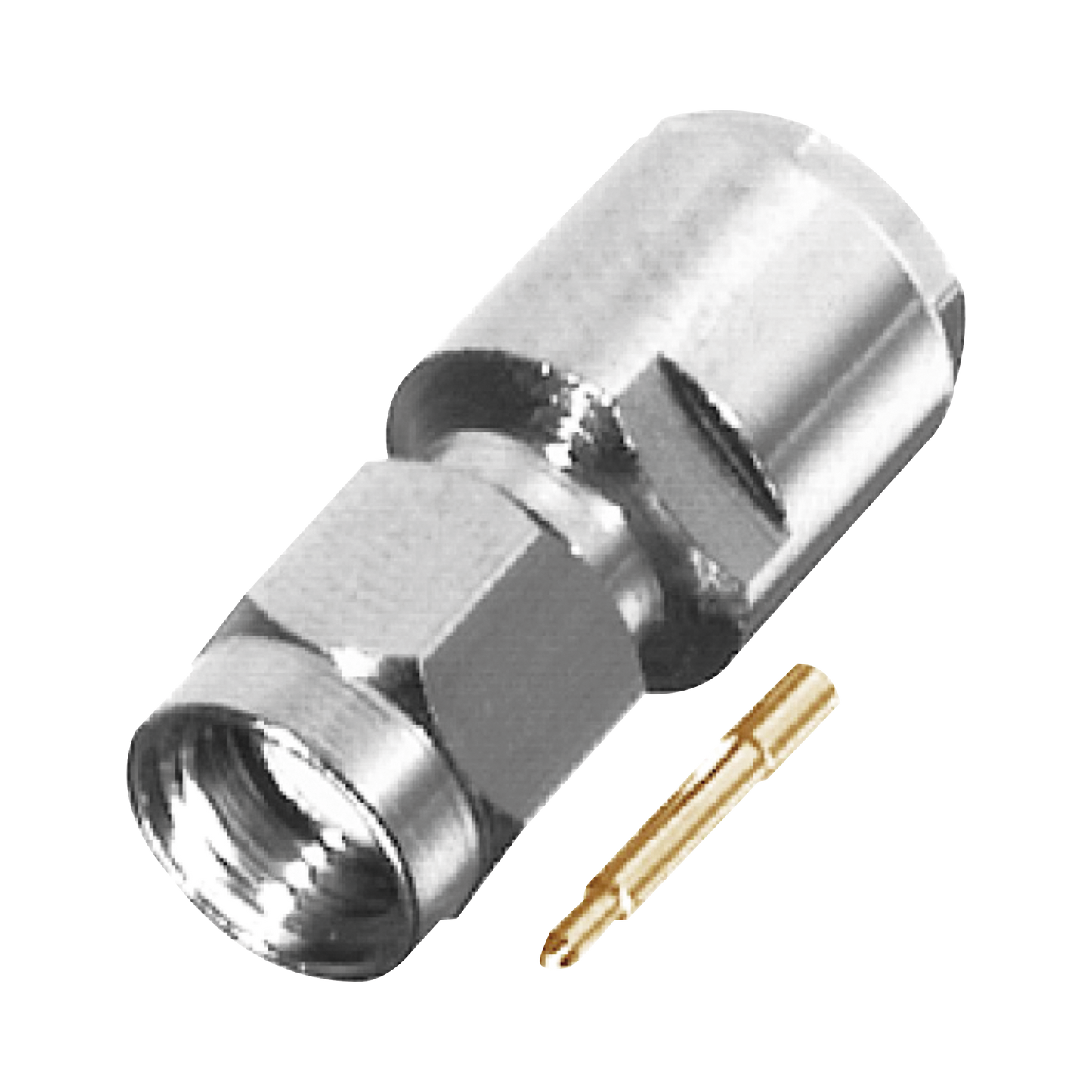 Conector SMA Macho de Rosca para RG-58/U, LMR-195, Grupo C, Níquel/ Oro/ Teflón.???