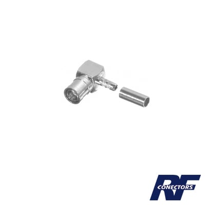 Conector SMB Macho (Plug) en A/R (Pin Hembra), de Anillo Plegable para RG-174/U, Níquel/ Oro/ Teflón.???
