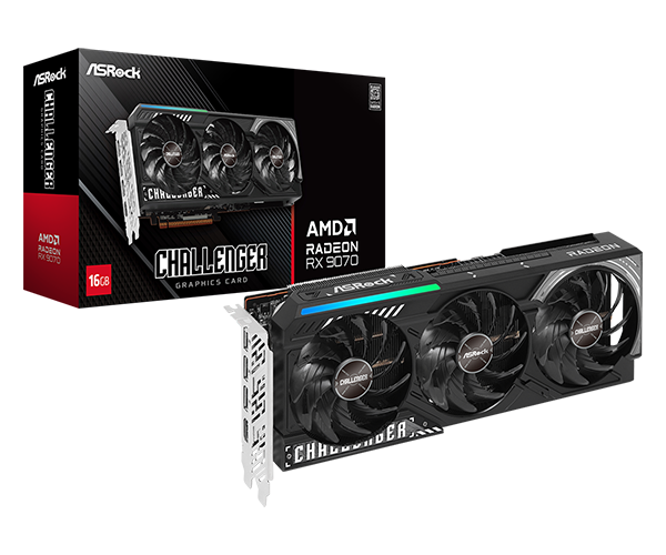 Tarjeta De Video Asrock Amd Radeon Rx 9070 Challenger/16gb Gddr6/pcie 5.0 X 16/256 Bits/20 Gbps/triple Fan Con Indicador Led/1 Hdmi 2.1/3 Displayport 2.1/resolución Máxima 7680 X 4320