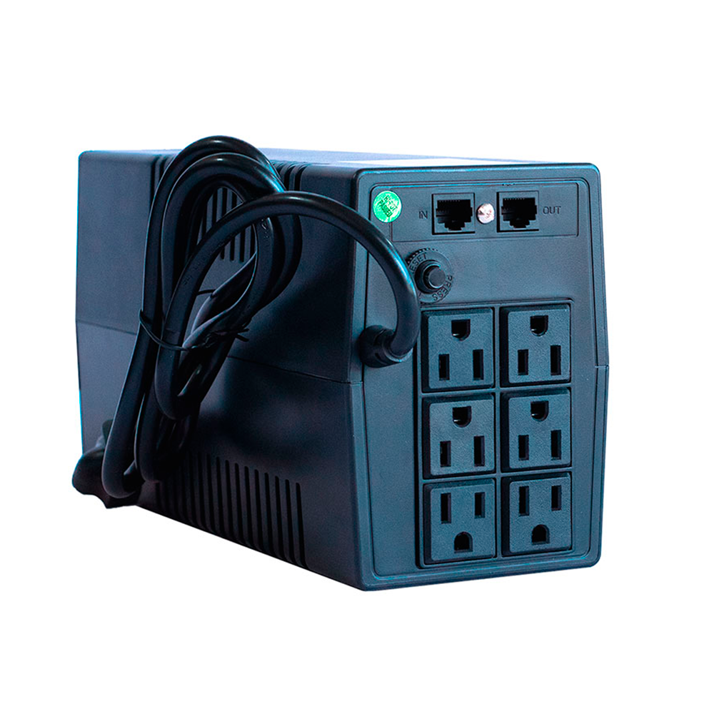 No-break Interactivo Smartbitt Sbnb800 800va/400w, Clavija Nema 5-15p, 6 Contactos, Tipo Nema 5-15r, Todos Con Respaldo De Baterias, Regulacion Y Supresion De Picos.