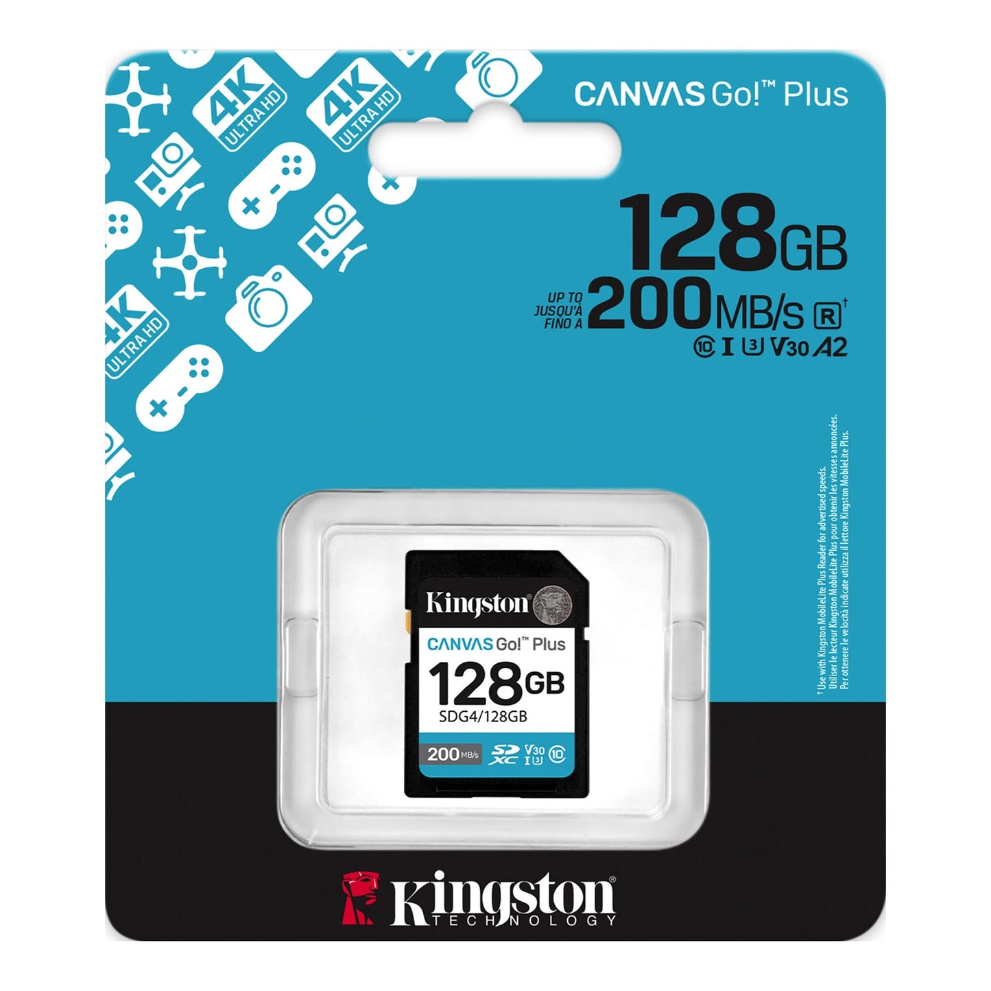 Memoria Flash Sd Kingston Sdxc Canvas Go Plus 128gb 200mb/s C10 Uhs-i U3 V30 (sdg4/128gb)