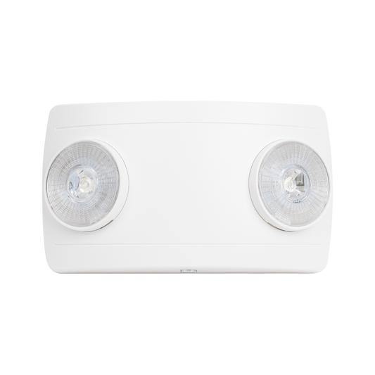 Luz de Emergencia Dual LED ultra compacta/150 lúmenes/Luz fría/Batería de Respaldo Incluida/Botón de test.