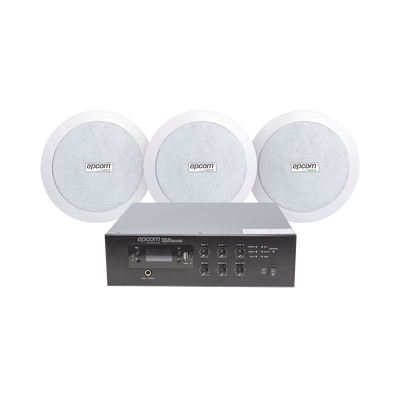 Kit De Amplificador De 120w Para Escritorio | 3 Altavoces De Plafón De 5.5in | 3.75 - 30w | Sistema 70/100v
