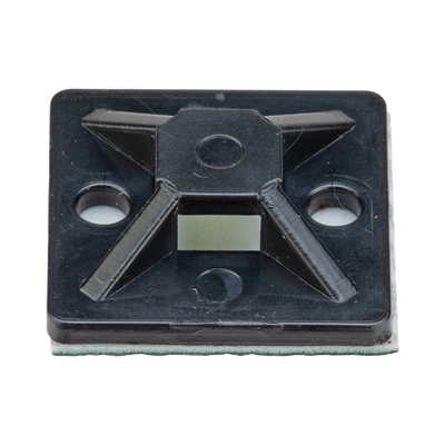 Montaje-Sujetador Adhesivo STRONGHOLD de 4 Vías de 1" x 1" x 1/4", Color Negro, Nylon 6.6 Retardante de Llamas V-2, Paquete de 100pz