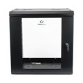 Gabinete de Pared de 12U con Puerta de Cristal Templado, 455 mm de Profundidad, Rack de 19'', Acero Reforzado Color Negro.