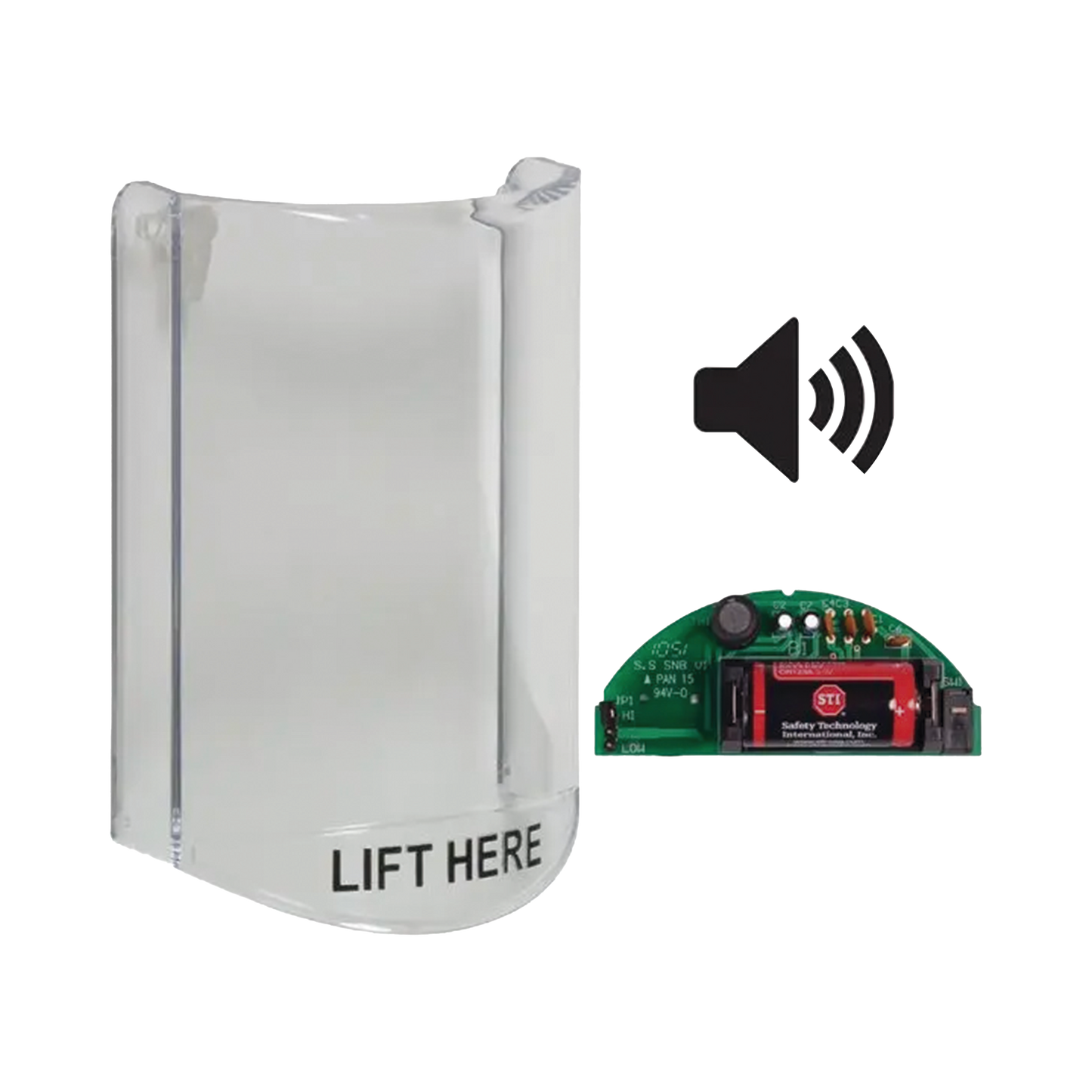 Cubierta Protectora De Policarbonato, Súper Resistente, Con Sonido, Texto En Ingles, Para Botones Multiusos Serie Stopper® Station De STI