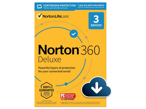 Esd Norton 360 Deluxe / Total Security/ 3 Dispositivos/ 1 AÑo/ Descarga Digital