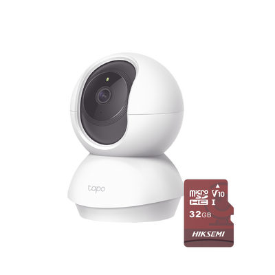 Kit De Cámara Ip Wi-fi / Incluye 1 Pieza Modelo Tapoc200 / 2 Megapixel / Utiliza La App Tapo / 1 Memoria Micro Sd Hiksemi Modelo Hs-tf-e1/32g
