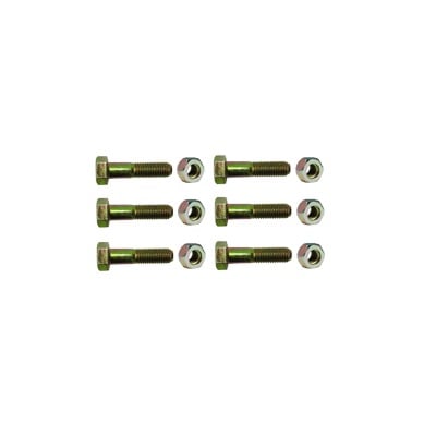 Paquete De 6 Tornillos Grado 5 Con Tuercas Tropicalizadas De 3/8" X 2".