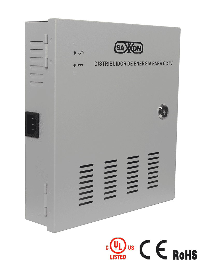Fuente De Poder Saxxon Regulada/ 12v/ 20 Amperes/ Distribuidor Para 9 Camaras/ 2.22 Amp Por Canal
