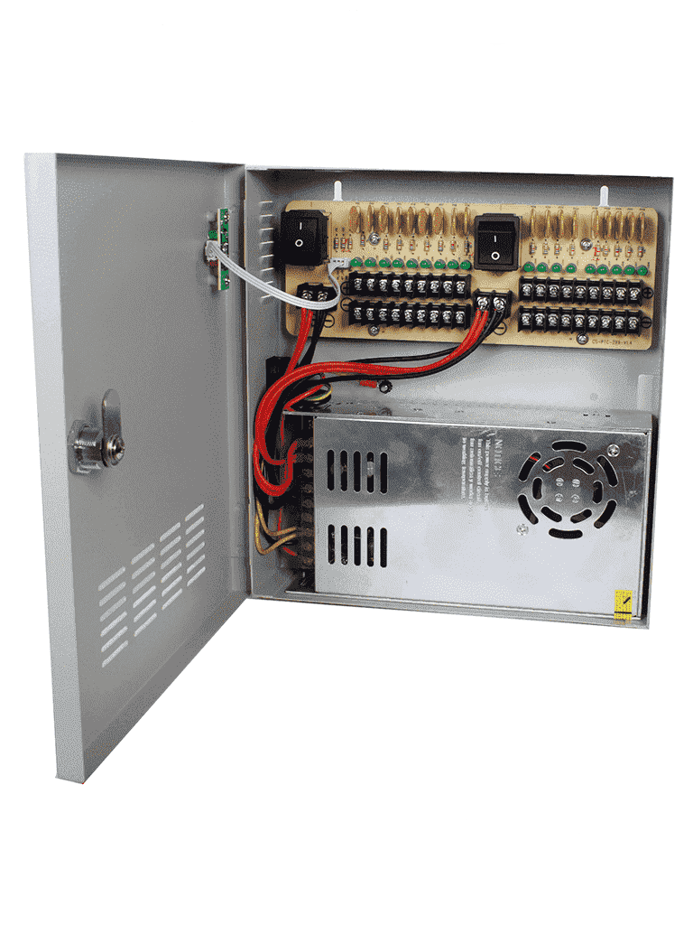 Fuente De Poder Saxxon 12v Cd/ 30 Amperes/ Distribuidor Para 18 Camaras/ 1.65 Amperes Por Canal/ce/ Fcc/ Certificacion Ul