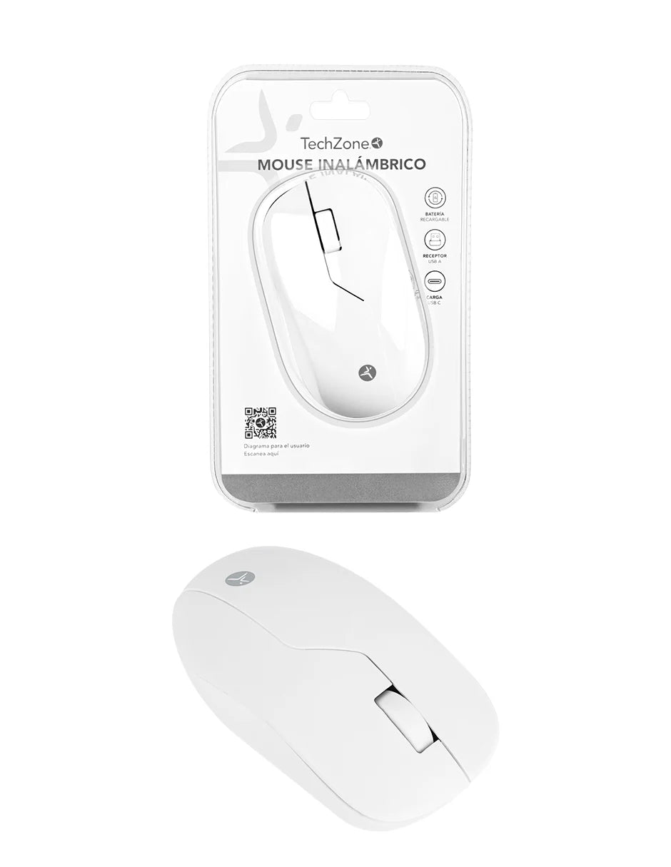 Mouse Techzone Tzacmoi49 Recargable Inalambrico Alta Presicion 1200 Dpi 2.4 Ghz Blanco
