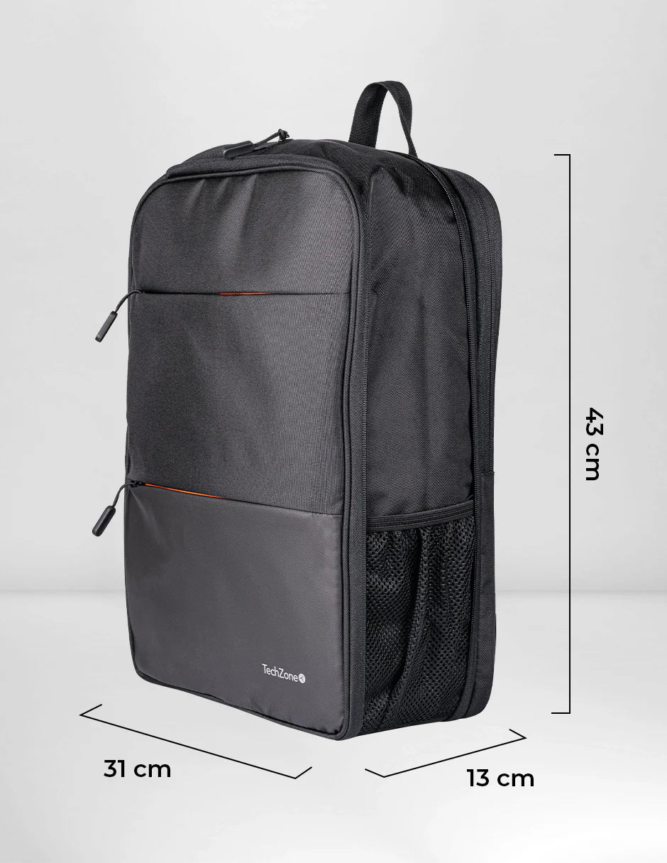 Mochila Backpack Tech Zone Negra Expandible Tzlbp14 Para Laptop De 16