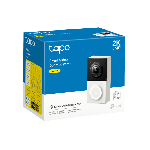 Video Portero Tp-link Tapo D130 2k 5mp Full Color Vision Nocturna 180 Ia Ip65 Ranura Para Microsd Deteccion Persona / Mascota / Vehiculo