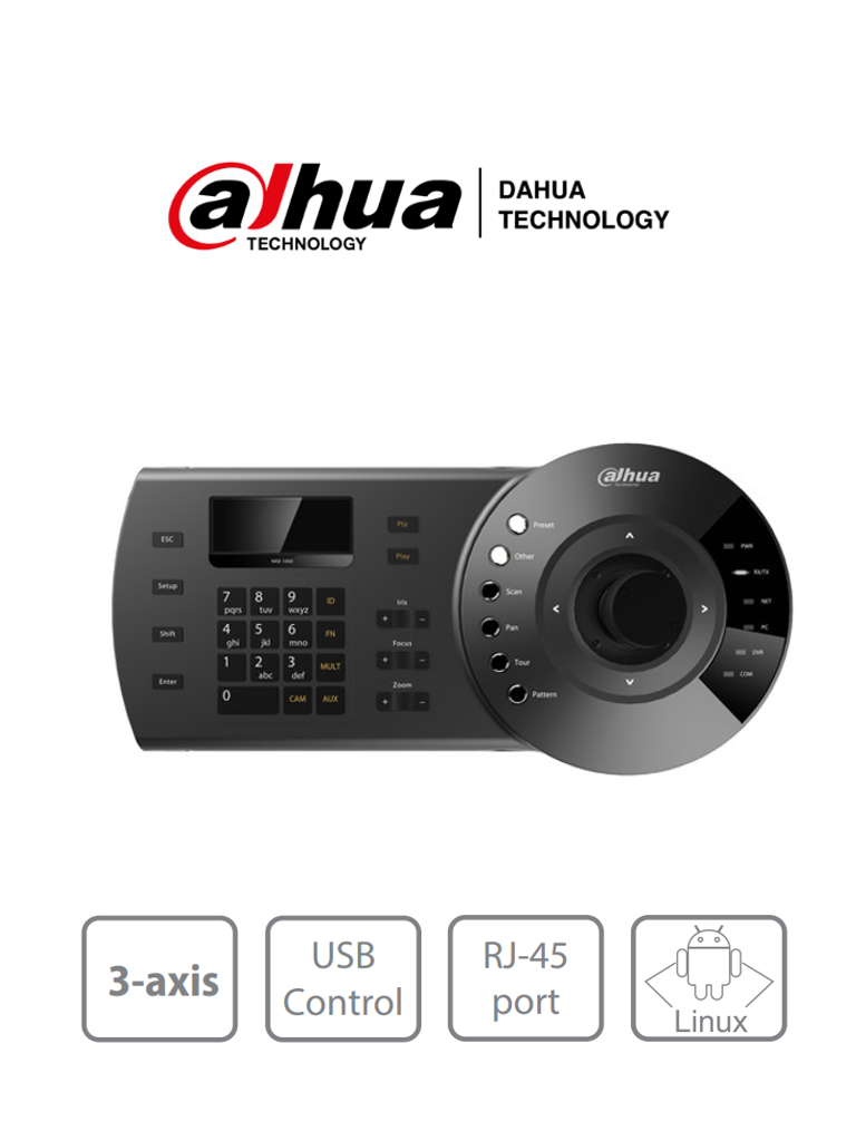 Teclado Dahua Control Ptz Analoga E Ip/dvr/nvr/ Pelco D P/ Pantalla Lcd/ Rs485/ Rs422/ Usb/ Rs232