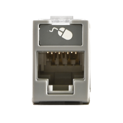 Jack Ultramax Cat5e, Utp, Montaje Híbrido En Placa De Pared (plano Y Angulado), Color Gris, Punch Down