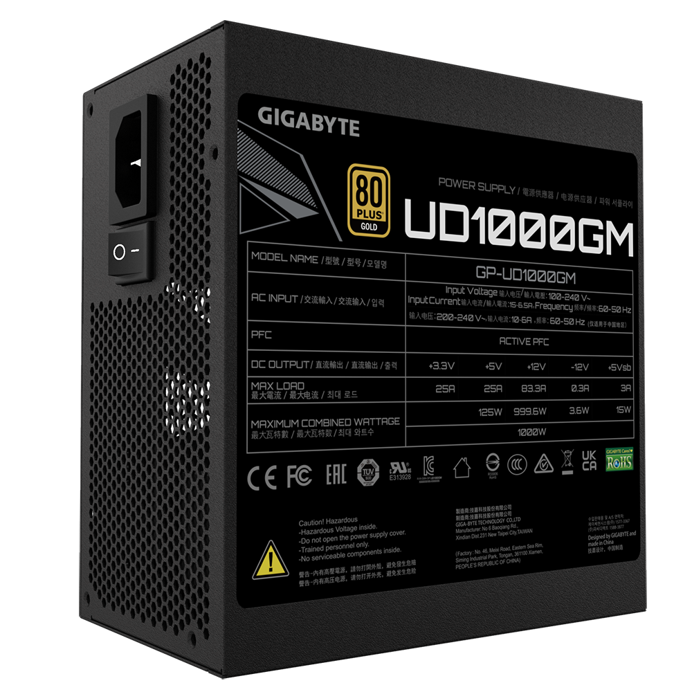 Fuente De Poder Gigabyte1000w/80 Plus Gold /negro/atx/modular