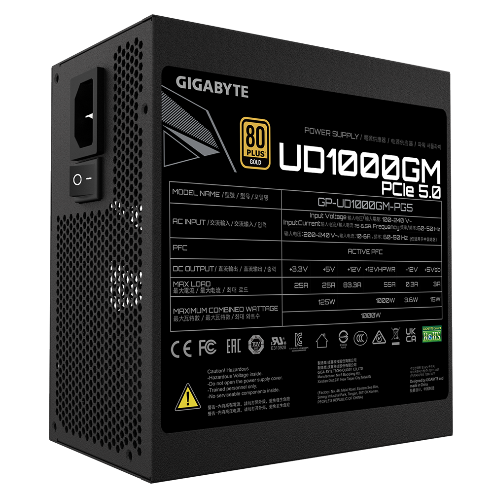 Fuente De Poder Gigabyte1000w/80 Plus Gold /negro/atx/modular