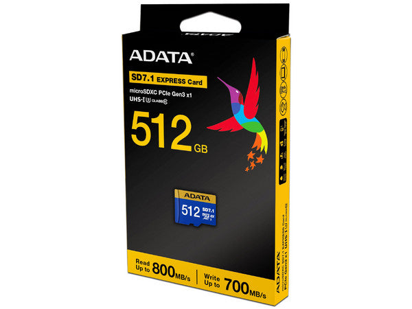 Memoria Adata Micro Sdxc Sd7.1 Express Tarjeta Premier Extreme 512gb C/adaptador, Para Camara,laptop,pc,nintendo Switch 2 (ud512gex3l1-c)