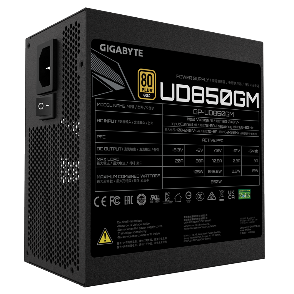 Fuente De Poder Gigabyte 850w/80 Plus Gold /negro/atx/modular