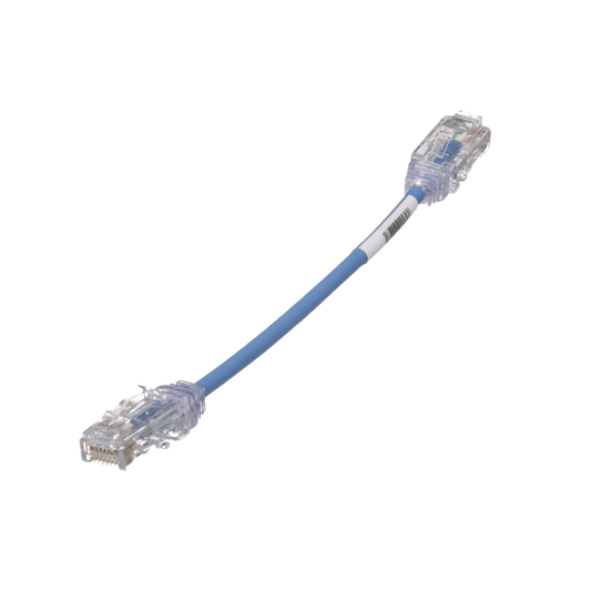 Cable de Parcheo TX6, UTP Cat6, Diámetro Reducido (28AWG), Color Azul, 6in (15.2 cm)